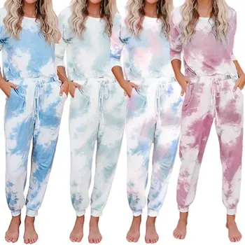 

omen Plus Size 2 Piece Gradient Tie-Dye Sweatsuit Set Long Sleeve Tops Drawstring Jogger Pants Tracksuit Loungewear
