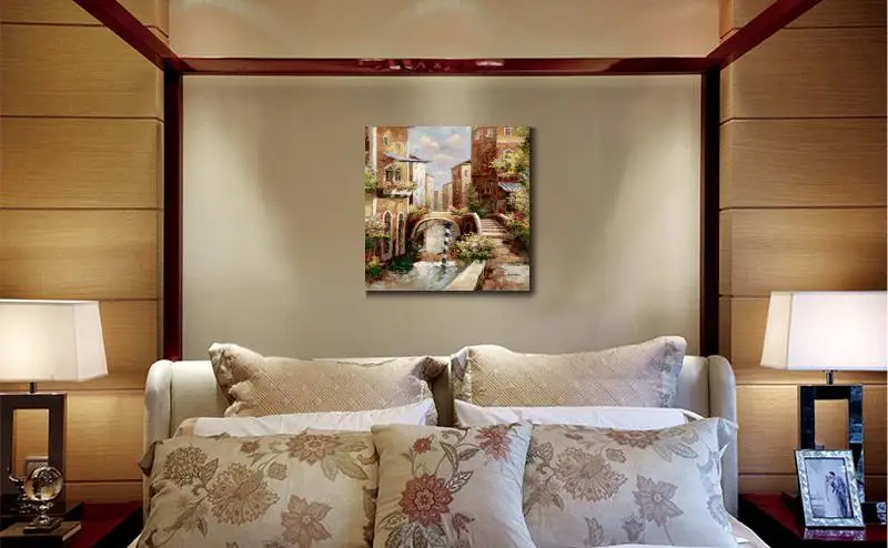 С ручной росписью красивый Венецианский канал картины маслом средиземноморская Современная Художественная работа на холсте для декора офисных стен