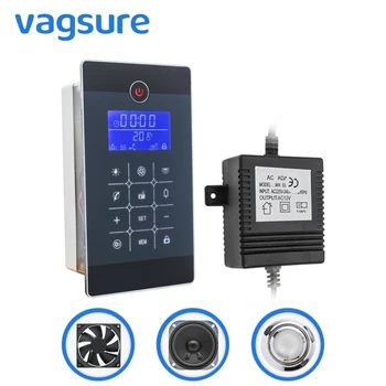 Rectangle LCD Display Shower Room FM Radio Shower Controller Kit with Control Panel Vent Fan Speaker Light Transformer Accessory