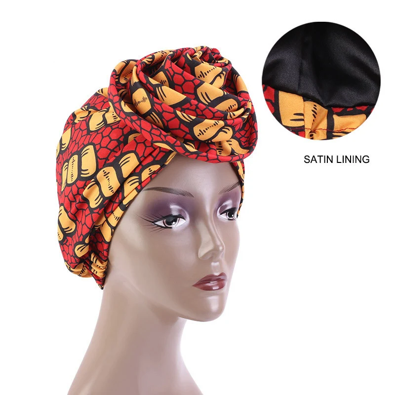 grande, chapéu africano, envoltório estampado floral, lenço muçulmano, gorros femininos