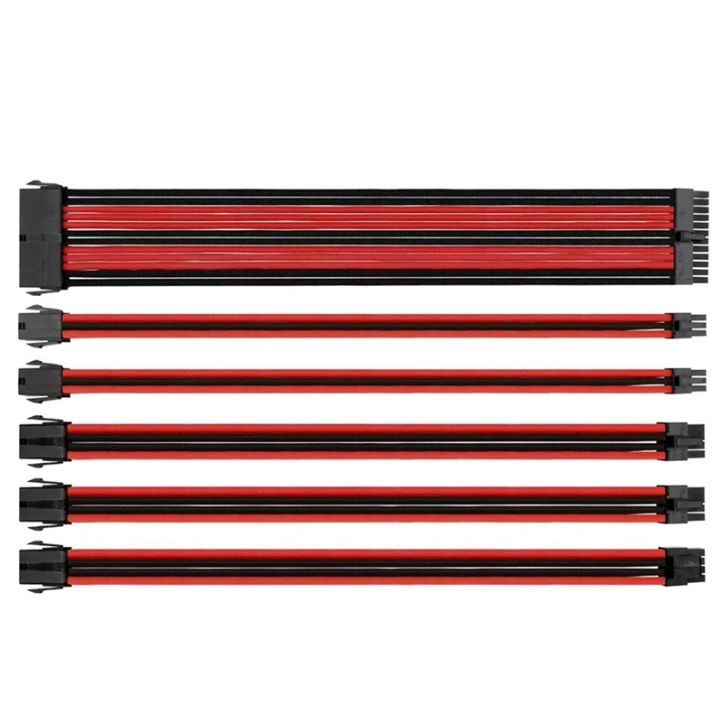 Базовый набор удлинительных кабелей разноцветные рукава ATX 24Pin EPS 4 + 4Pin PCI E 6 2Pin 6Pin