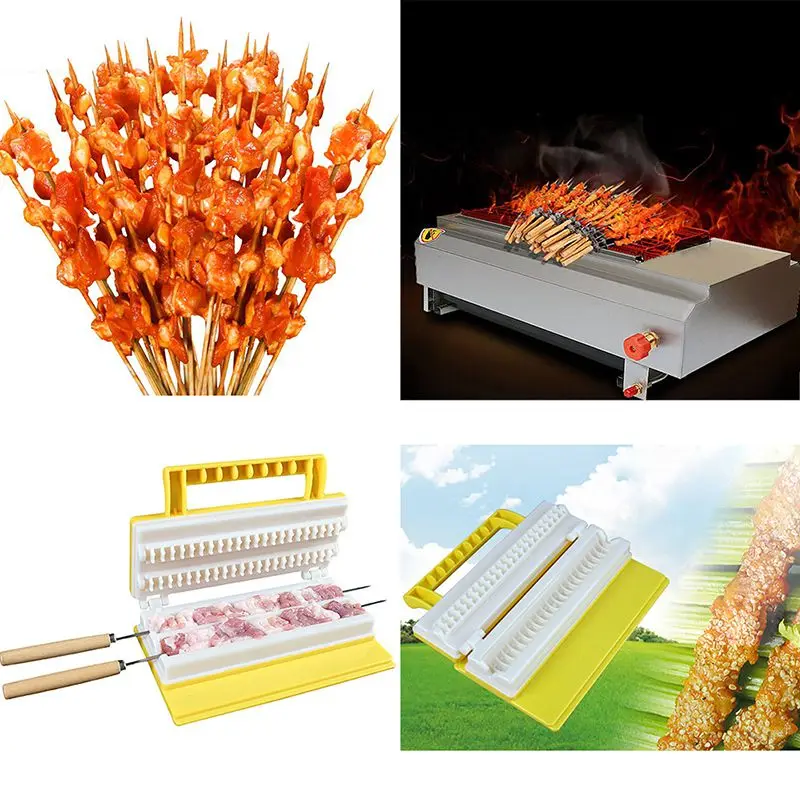 BBQ Brochettes чайник двойной/Однорядная машина для барбекю оборудование для барбекю наружные кухонные аксессуары