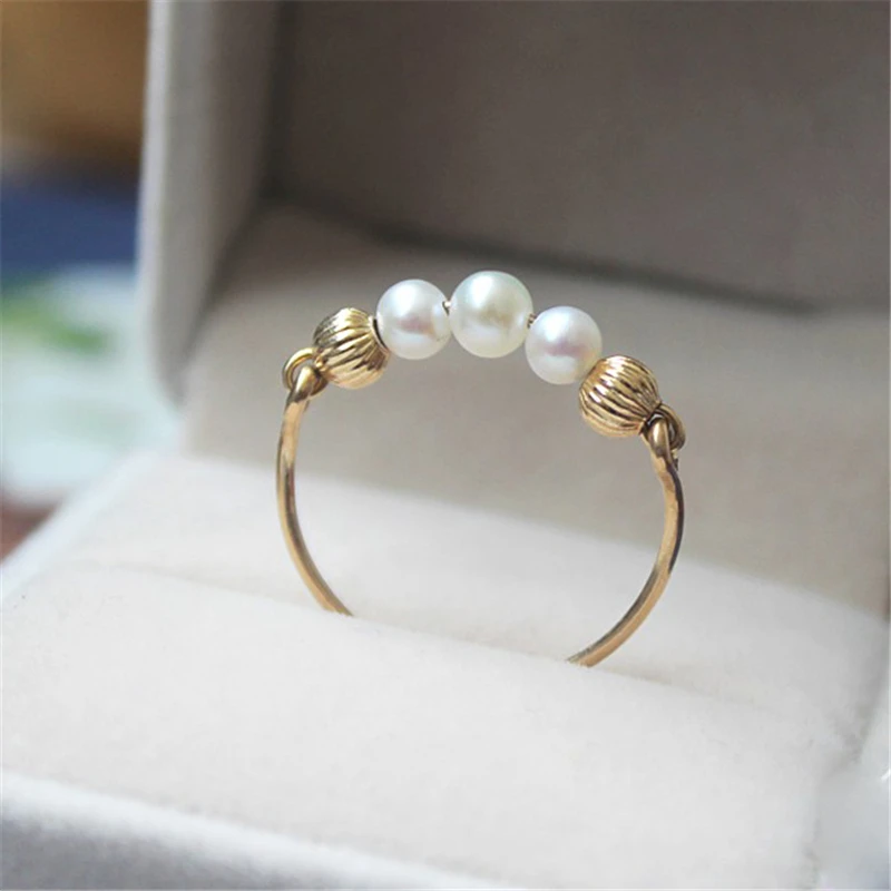 14K Gold Filled Natural Pearl Jewelry Knuckle Rings Boho Gold Rings  Mujer Bague Femme Handmade Minimalism Jewelry Women Rings