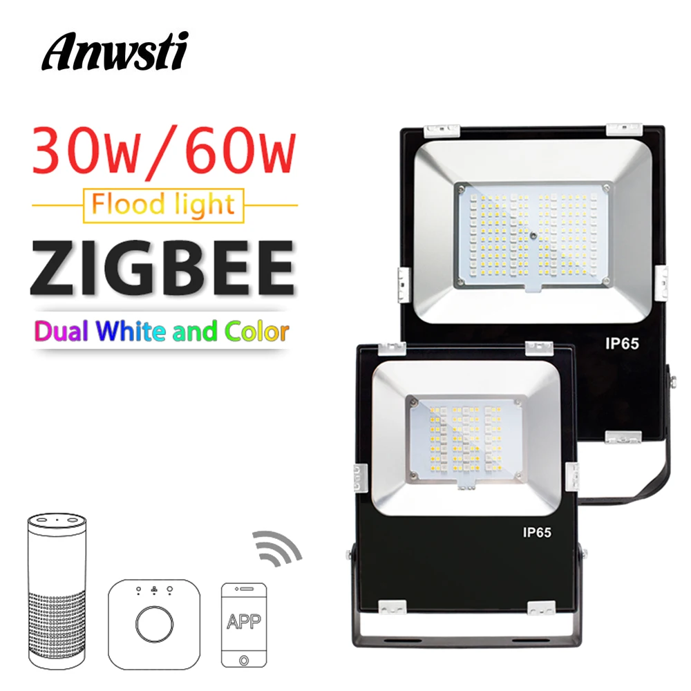 

ZIGBEE Smart LED Floodlight 30W 60W RGBCCT Outdoor Light IP65 Waterproof ZIGBEE Light Link AC 110V 220V LED Bulb Lamp Echo Plus
