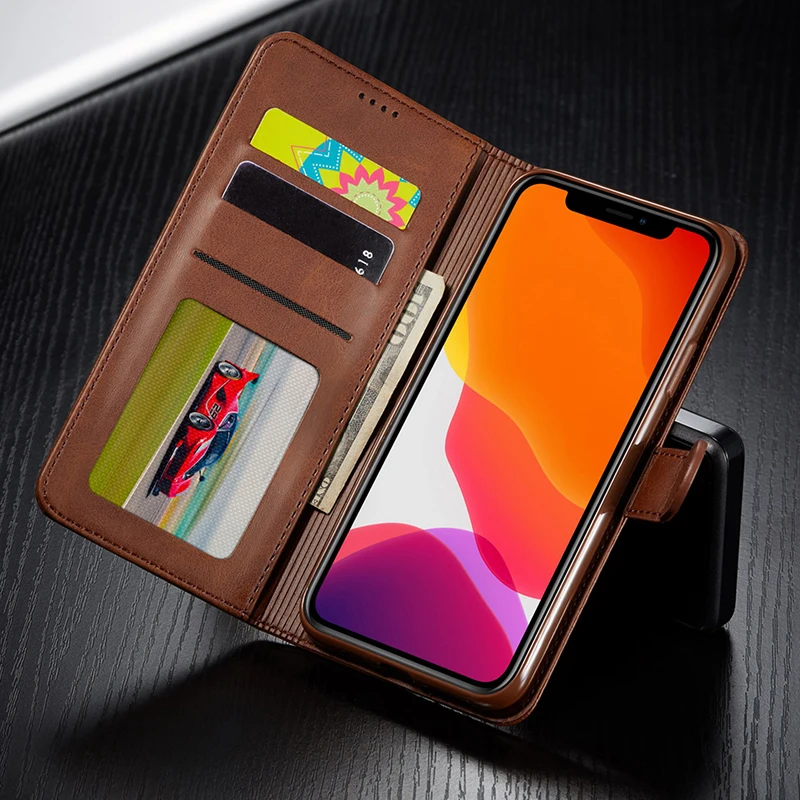 Роскошный кожаный чехол бумажник с откидной крышкой для iphone 12 11 Pro XS Max X XR телефона