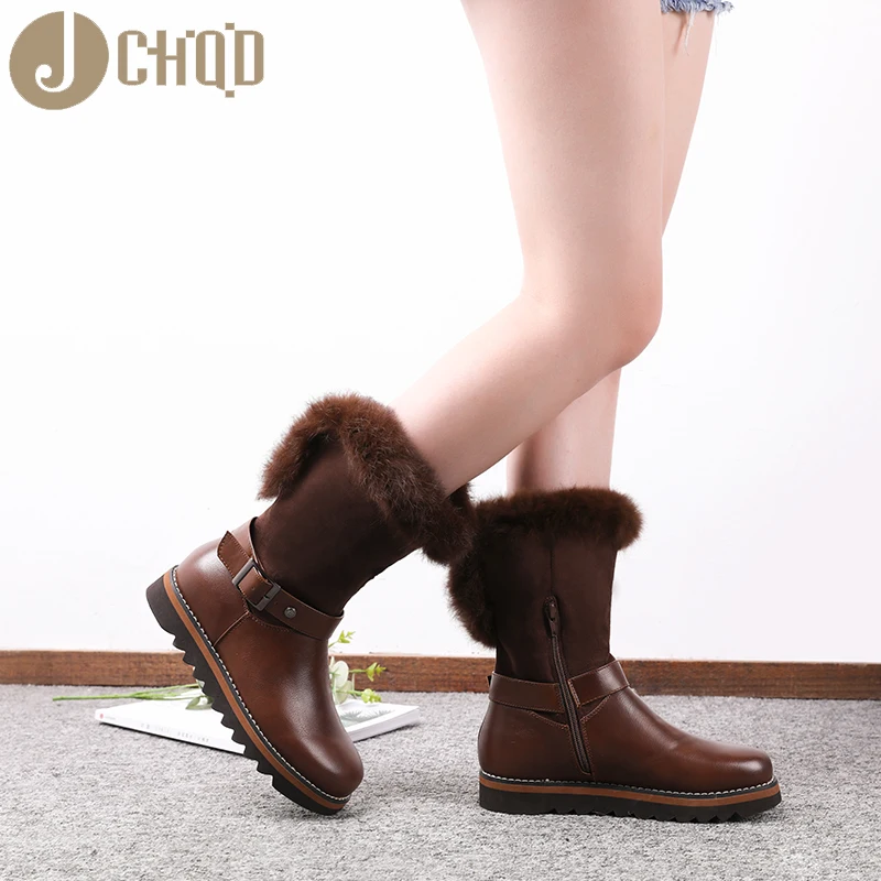 JCHQD/ тип теплых и светильник, женские зимние ботинки, г. Ботинки до середины голени с кроличьей шерстью Европейский dimensions36-41