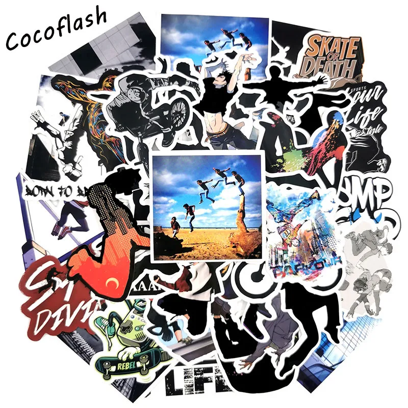 

50 PC/set Cool Extreme Sports Parkour Sticker For Skateboard Laptop Suitcase Waterproof Toy Stickers For Kids