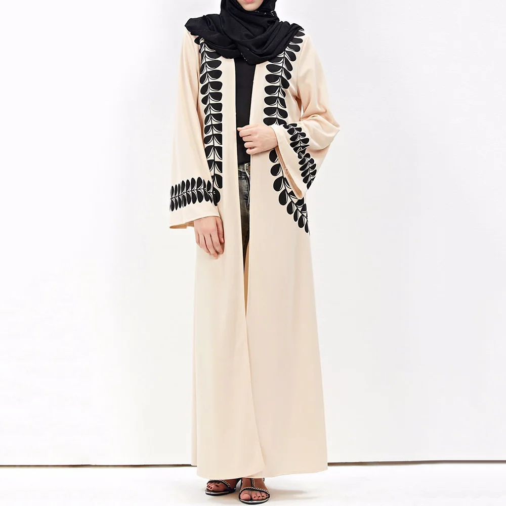 Abaya Jilbab мусульманское Макси платье с цветочным принтом розового размера плюс