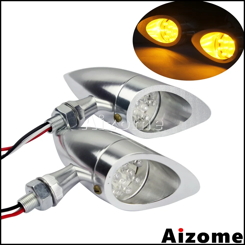 

Motorcycle Retro Bullet Turn Signals Turn Indicator Light Silver LED Blinker For Harley Cafe Racer Bobber Chopper Custom