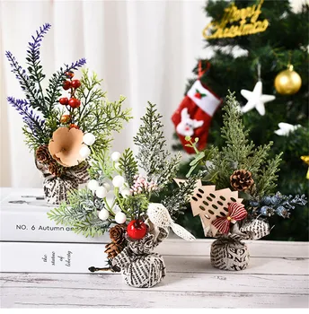 

1PC Christmas Decorations Mini Christmas Tree Ornaments Window Tree Blueberry Lavender Bird Shape Decorations For Home