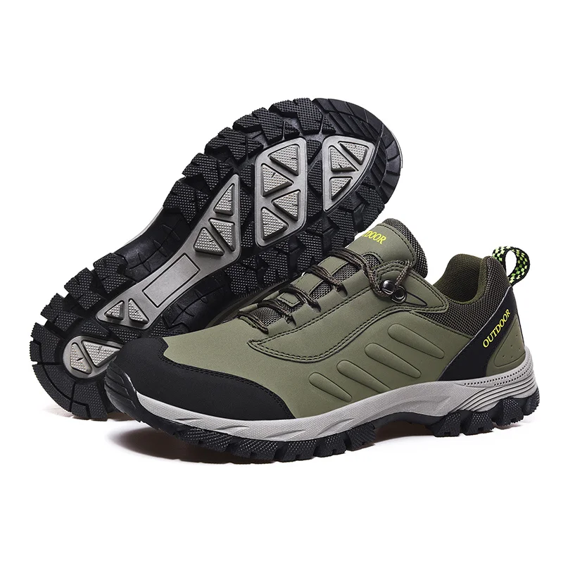 Army Green Классические Стильные мужские треккинговые ботинки на шнуровке, мужские спортивные уличные треккинговые кроссовки, горные Нескользящие дышащие тактические ботинки - Цвет: Army Green