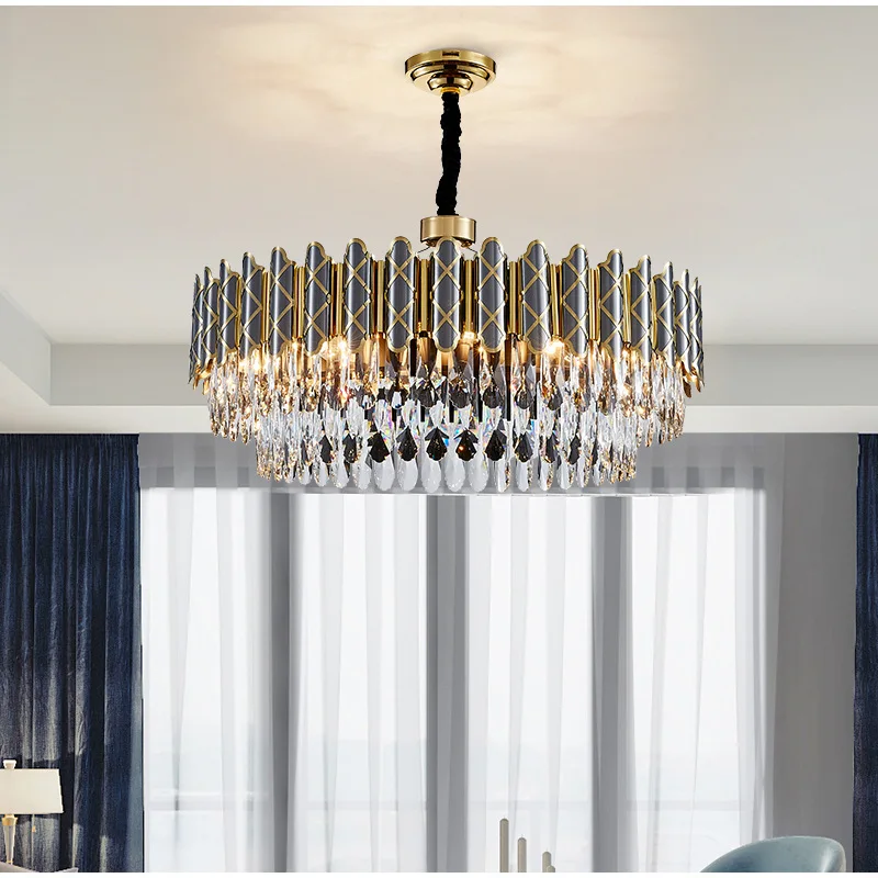 

New Round Modern Light Luxury Crystal Chandelier Nordic Simple Atmosphere Living Room Lighting Restaurant Bedroom Crystal Lamp