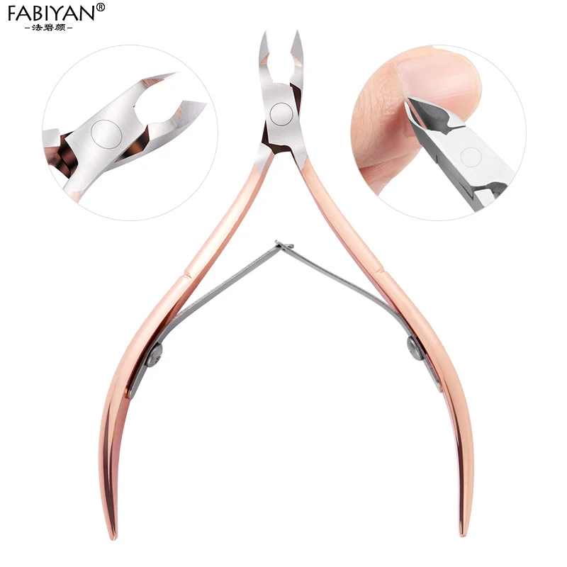 스테인레스 스틸 더블 헤드 네일 아트 각질 푸셔, 큐티클 니퍼 가위, 매니큐어 세트, 로즈 골드 UV 젤 제거, 세트당 2 개, 4 개