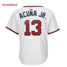 Новинка года. Мужская бейсбольная форма из джерси с надписью "Atlanta 13 Acuna Jr. 5 Freeman". Цвет: темно-синий, красный, белый