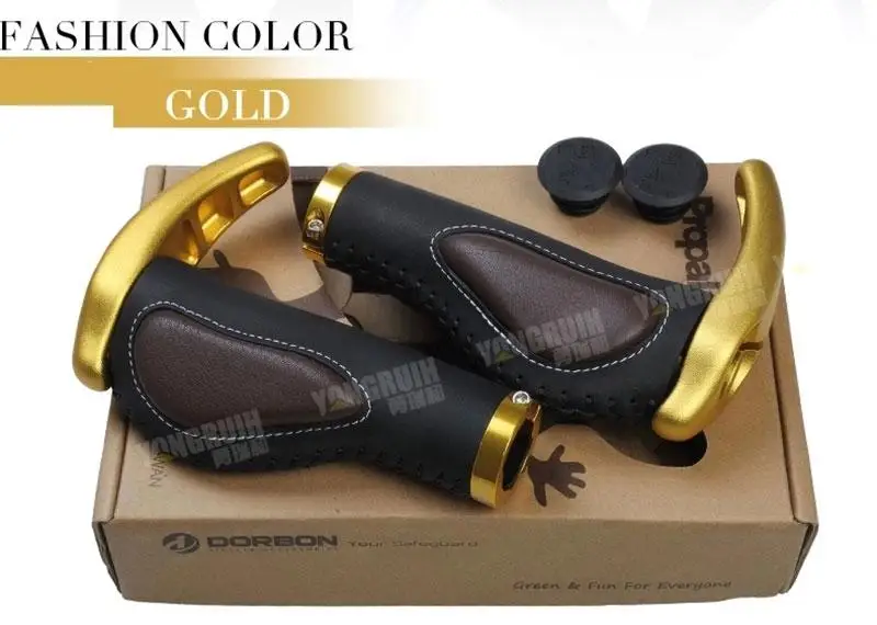 Golden Cycling Handle Grip Propalm 1Pair Lockable For Bicycle MTB Road Bike Handlebar Bicycle Grip Aluminum Alloy+ Rubber Soft Grips - Цвет: Golden