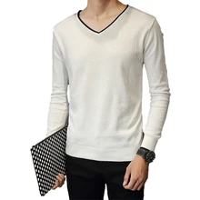 Мужские повседневные свитера, хлопковые пуловеры с длинными рукавами,, Осень-зима, вязаный мужской свитер, высокое качество, однотонный пуловер с v-образным вырезом, мужской