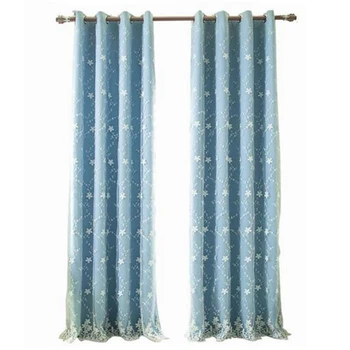 

Window Screen Embroidery Yarn Nordic Wind Blue Milk Screen Window Finished Curtains for Living Dining Room Bedroom