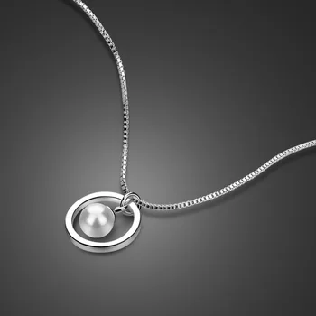 

Elegant Jewelry accessories women's clothing solid 925 sterling silver Pearl Pendant Choker Necklace Box Chain for Girls Gifts