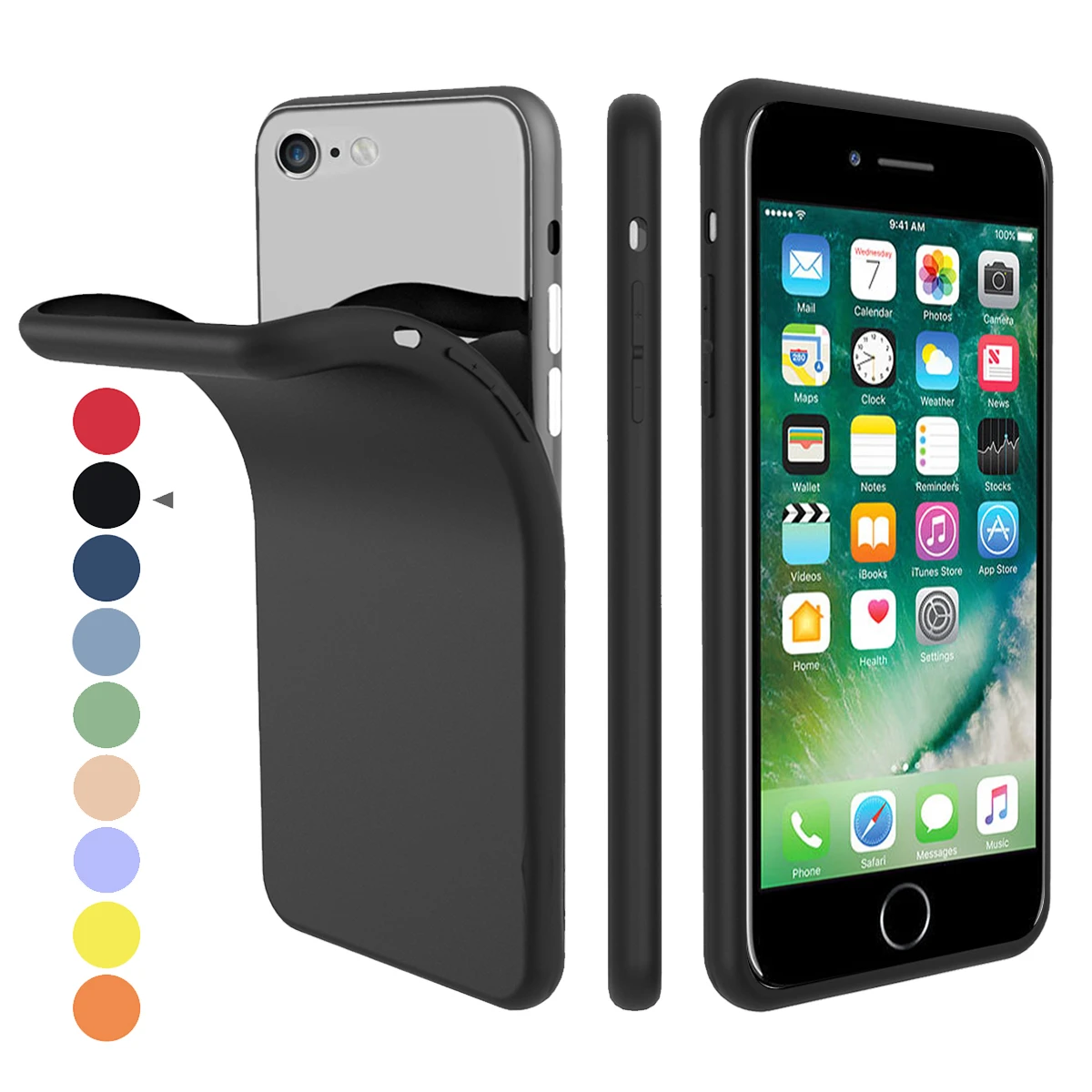 Iphone Se ケースソフトシリコーンキャンディカラーアンチスクラッチ内蔵ベルベットマットtpuカバーiphone Se2 9 ケース 4 7 スリム Fitted Cases Aliexpress