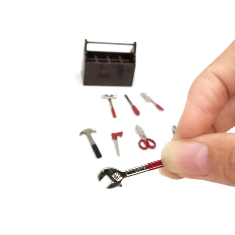 8 шт./компл. 1:12 мини Toolbox кукла, сделанная вручную дом модель мебельные инструменты кукольный домик аксессуары