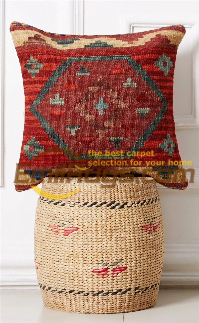pillow case 60x60 Kilim Cover Handmade Aubussion Hand Made Hand Woven Wool Varies Couch Throw Interior Decoration