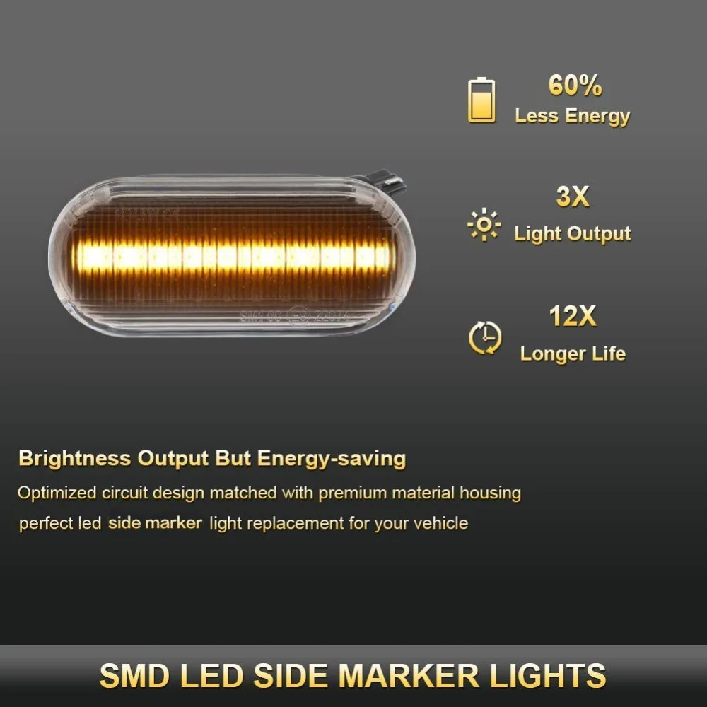 2 шт. динамический Дым Янтарный светодиодный боковой маркер указатель поворота для Volkswagen T5 Golf3 Golf4 Passat Polo Bora Sharan Lupo Vento