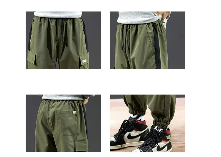 Мужские брюки-карго, уличная одежда, хип-хоп, мужские свободные бегуны, спортивные брюки, плюс размер, спортивные брюки с карманами, эластичная талия, длинные брюки