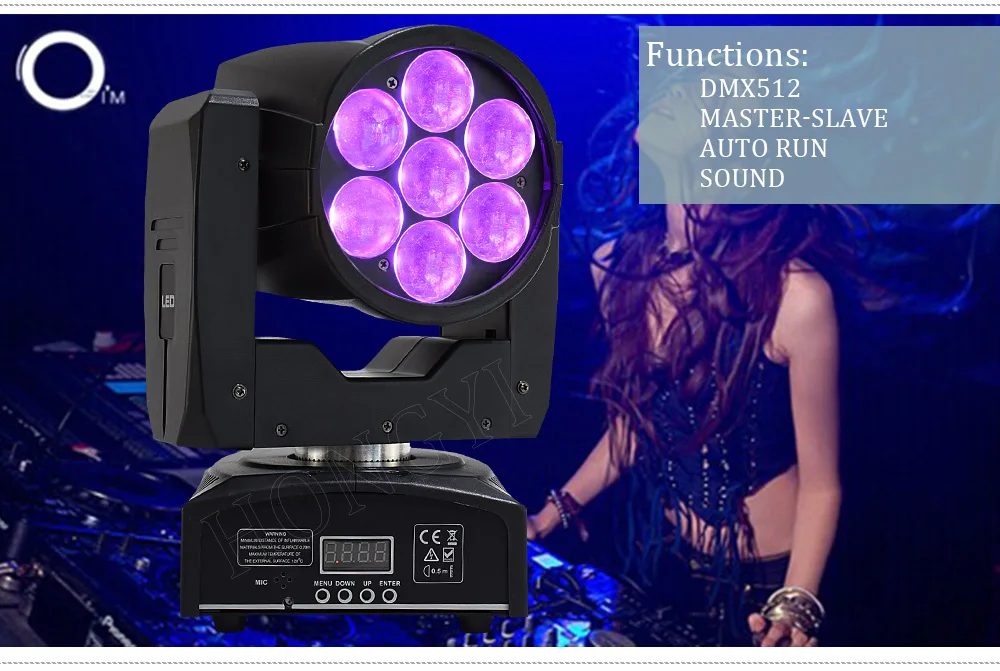 DMX контроль bee-eye zoom moving head светильник 7x12 Вт эффект промывки луча для свадьбы dj светильник ing 4 шт./лот