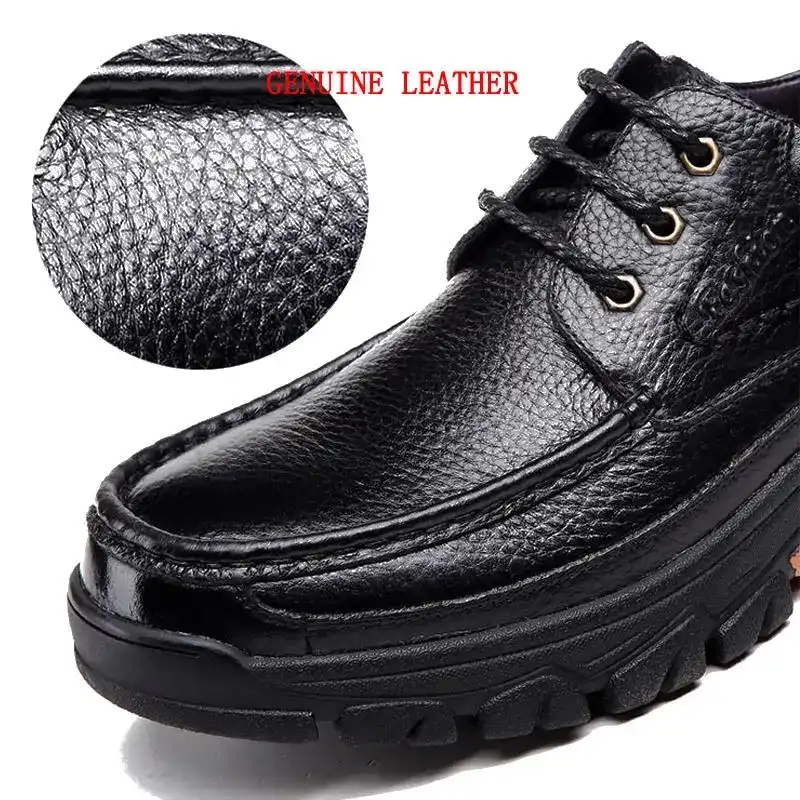 men genuine cow leather waterproof comfy non slip soft slip on casual oxfords