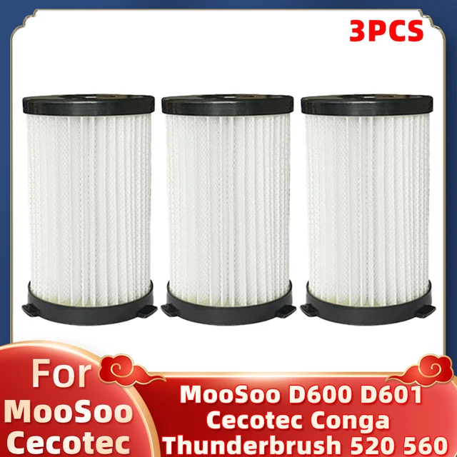Hepa Filter For MooSoo D600 D601 Cecotec Conga Thunderbrush 520 550 560 Ariete Handy Force 2761 2759 RBT Vacuum Cleaner Parts 3Pcs