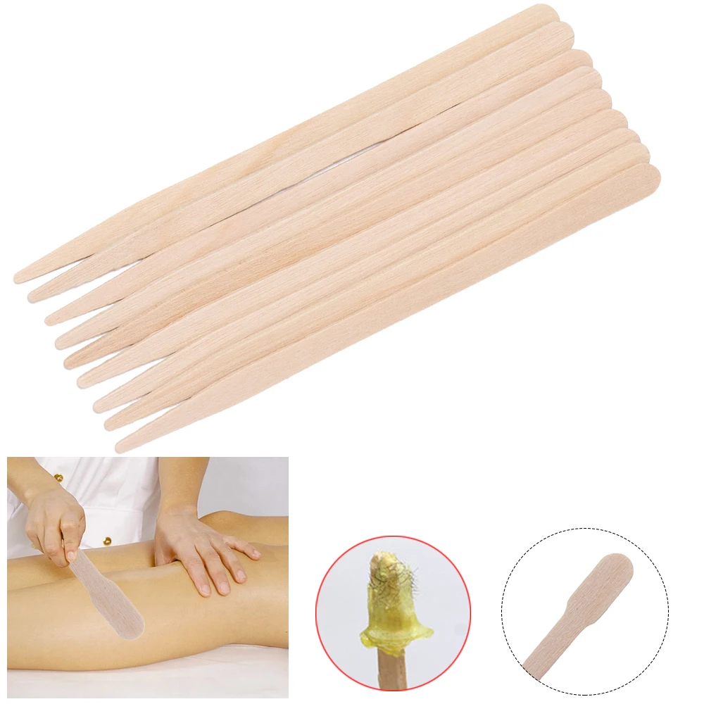 100 Pcs Disposable Waxing Wax Wooden Bamboo Sticks Spatula Tongue Depressor Kit Hair Removal Cream Depilatory Beauty Tool 2