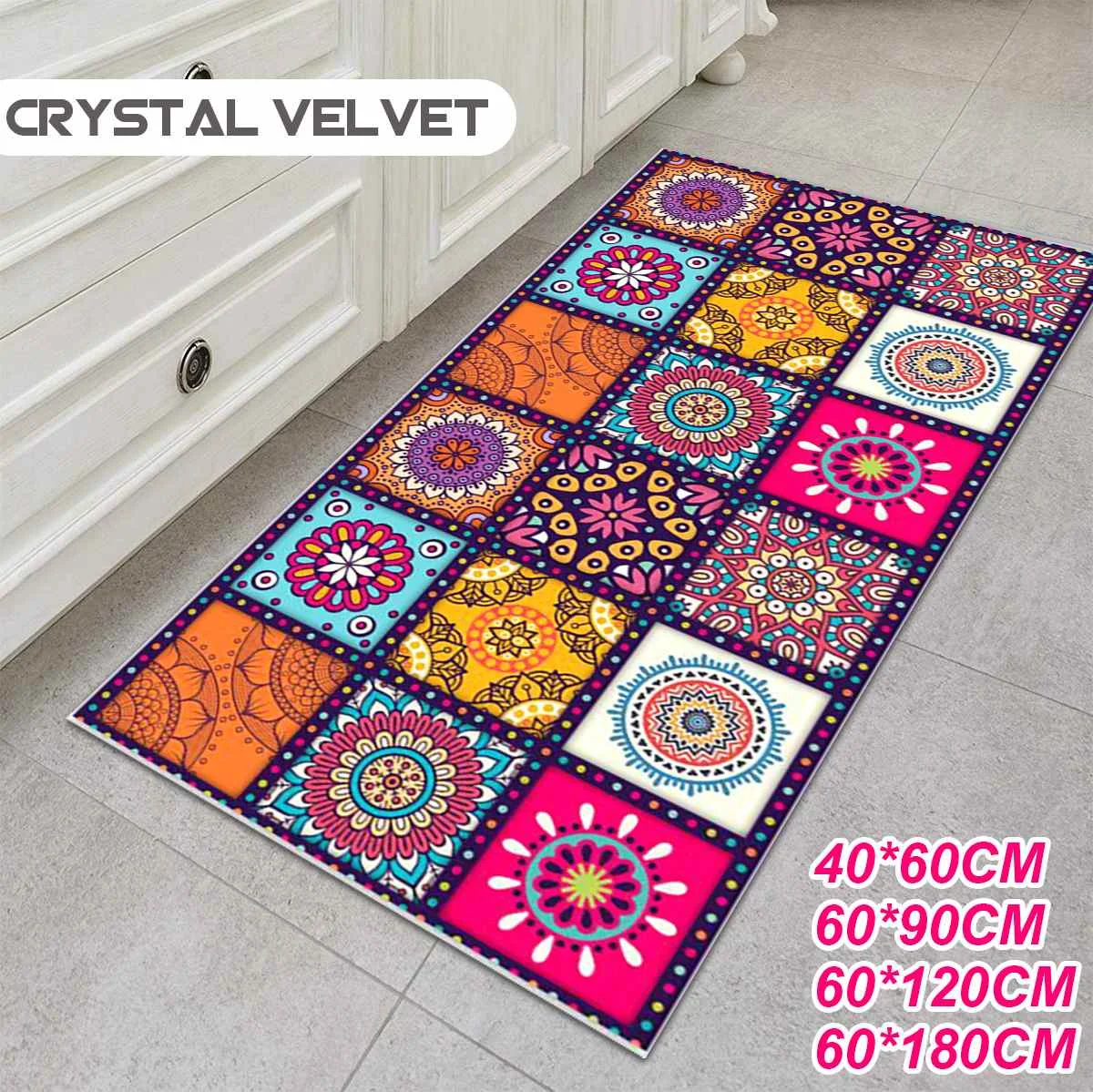 Non-slip Bohemian Style Floral Pattern Rug Floor Mat Living Room Balcony Bathroom Kitchen Bedroom Carpet Non-slip Bohemian Style Floral Pattern Rug Floor Mat Living Room Balcony Bathroom Kitchen Bedroom Carpet