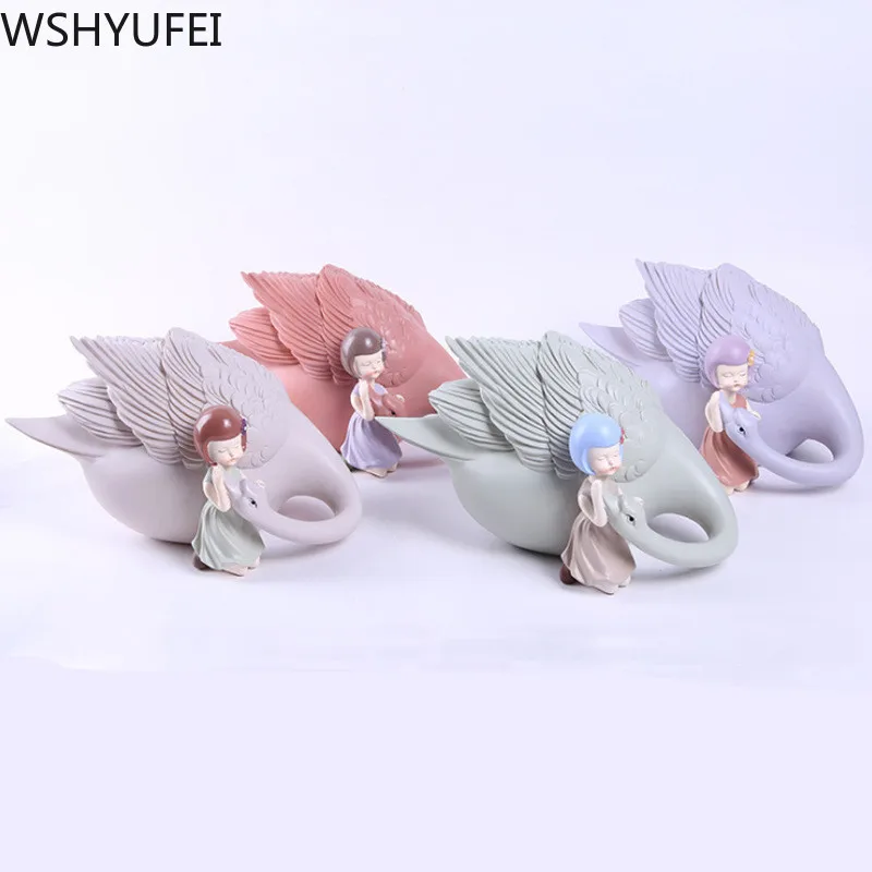 

European style Home decorations Girl swan Resin Crafts creative Desktop artwork birthday gifts office living room Decoration