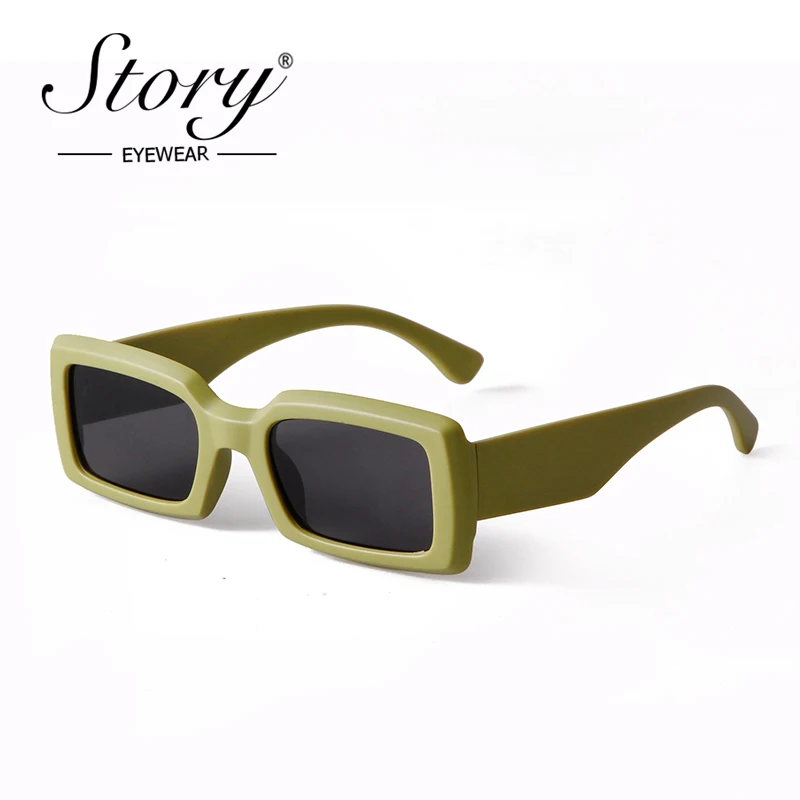 

STORY Retro Fashion Green Rectangle Sunglasses Women Men 2021 Brand Design Vintage Tortoiseshell Frame Square Sun Glasses S22090