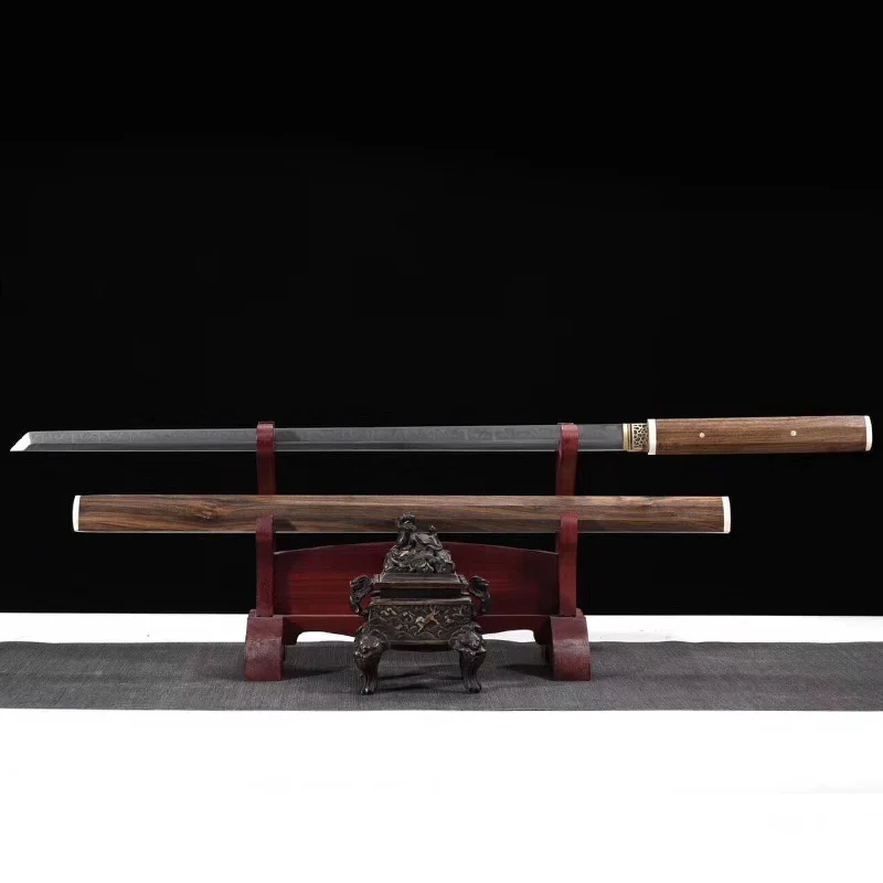 Ручная работа 1095 обкладка глиной клинок китайский длинный прямой нож династии Тан очень острый Tang Dao