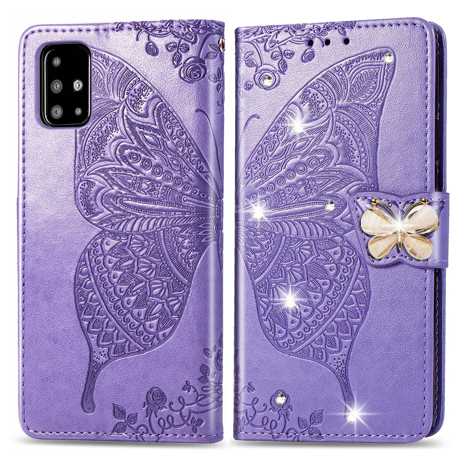 Cute Butterfly Pattern Leather Wallet Phone Case For Samsung Galaxy Phone