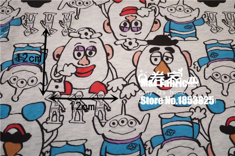 50*180cm Cartoon Toy Sewing terry cotton fabric printed boy clothing making fabric DIY fabric Sweater coat