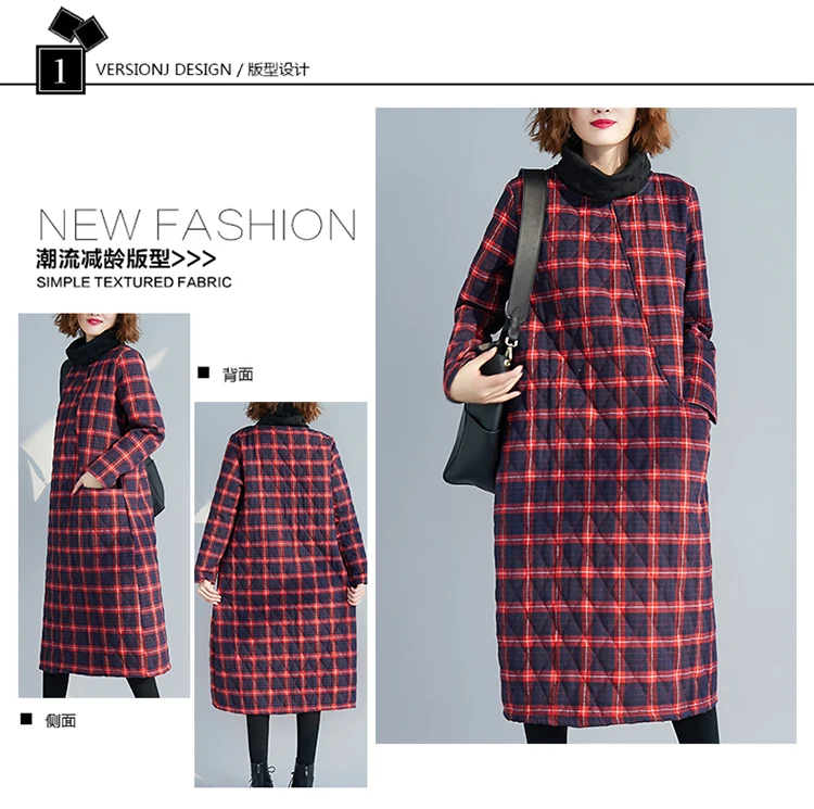 Photo Shoot 8128# Winter New Products Padded Thick Warm High Collar Pattern Large Size Literature And Art Cotton Coat Cotto