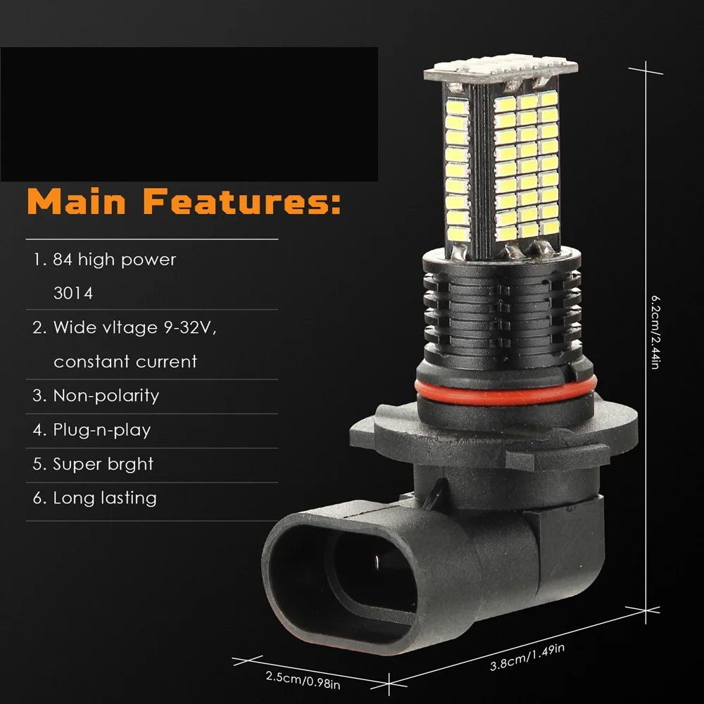 2 шт. 9006/HB4 туман светильник лампы 3030SMD 3200LM 6000 К автоматический светодиодный светильник 12 V-24 V