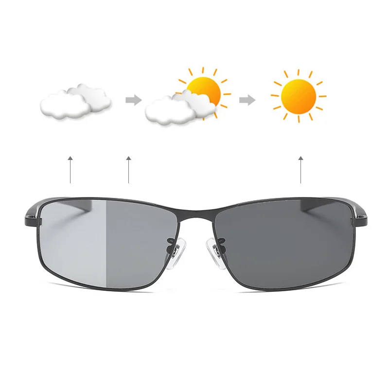 Photochromic Sunglasses Men Polarized Chameleon Glasses Male Change Color Sun Glasses Day Night Vision Driving Goggles Eyewear