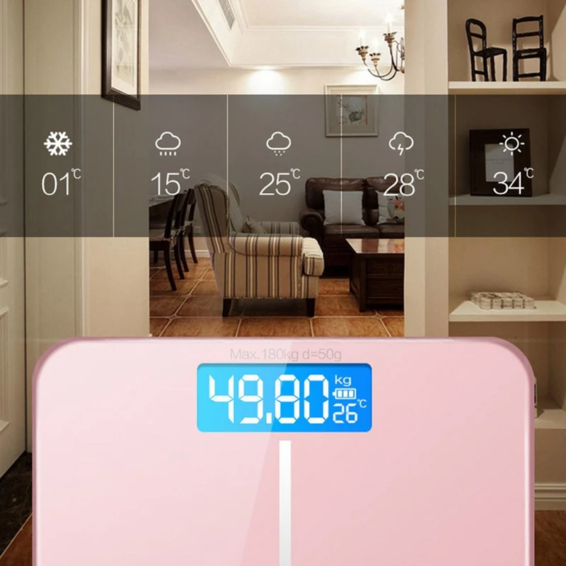Напольные весы для ванной комнаты, стеклянные умные электронные весы, зарядка через Usb, ЖК-дисплей