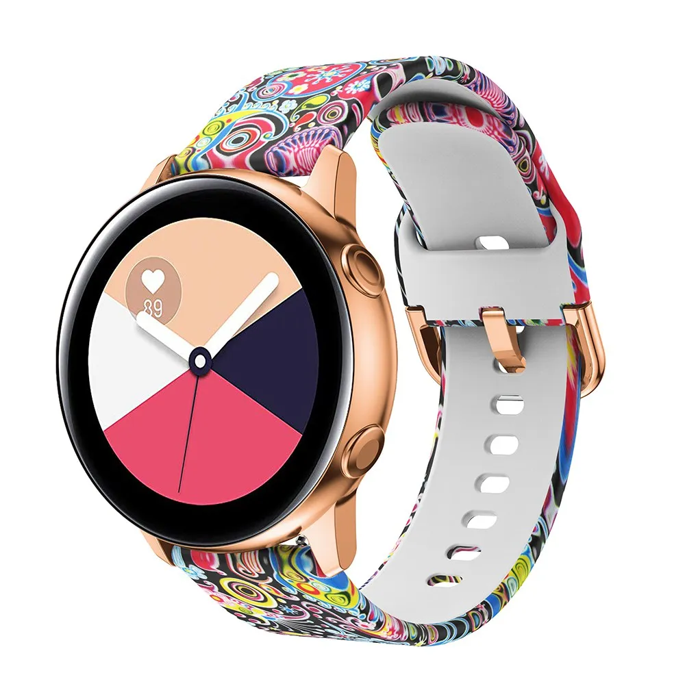 20 мм цветочный Леопардовый силиконовый ремешок для samsung Galaxy Watch 42 мм ремешок Бабочка Резиновый Браслет для Galaxy Active заменить ремешок