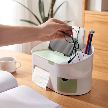 

Waterproof Roll Toilet Paper Holder Tissue Box Multifunctional Desktop Organizer