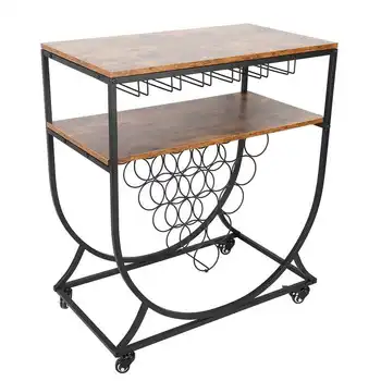 

fridge Round Bar Cart Storage Rack Bar Serving Trolley Dining Cart with 4 Wheels Restaurant Supplies shelf