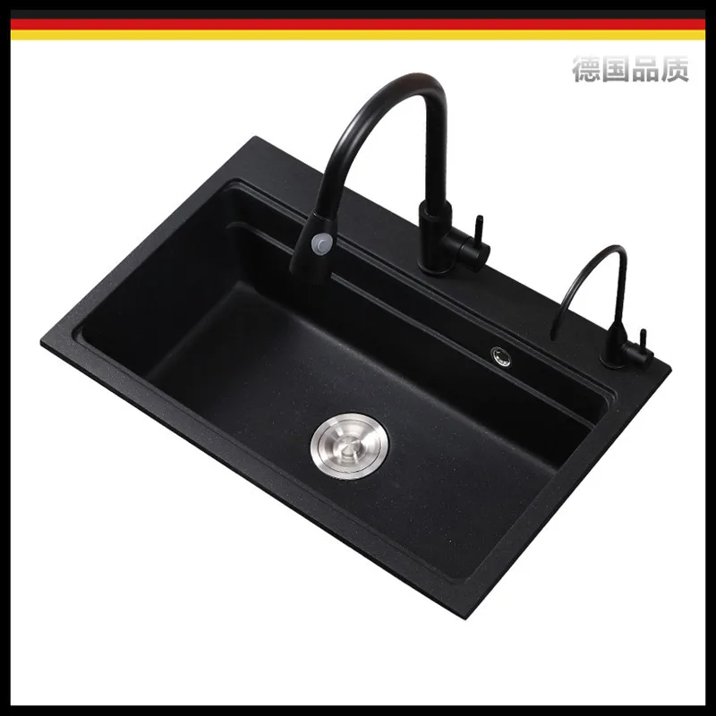 

Amazing Kitchen German Sanitary Quartz integrally Formed Kitchen Single Black Sink to Wash nappy Home Granite Wash the Dishes