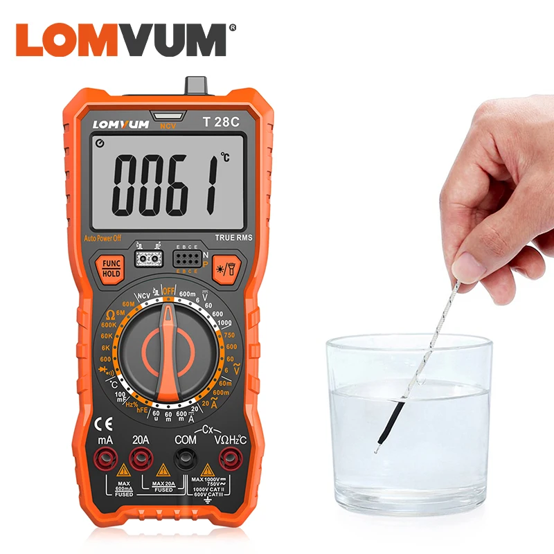 Goedkoop Lomvum Digitale Multimeter Auto Variërend 6000 Counts Display Multimeter Tester 2 Probes Spanning Stroom Capaciteit Meten