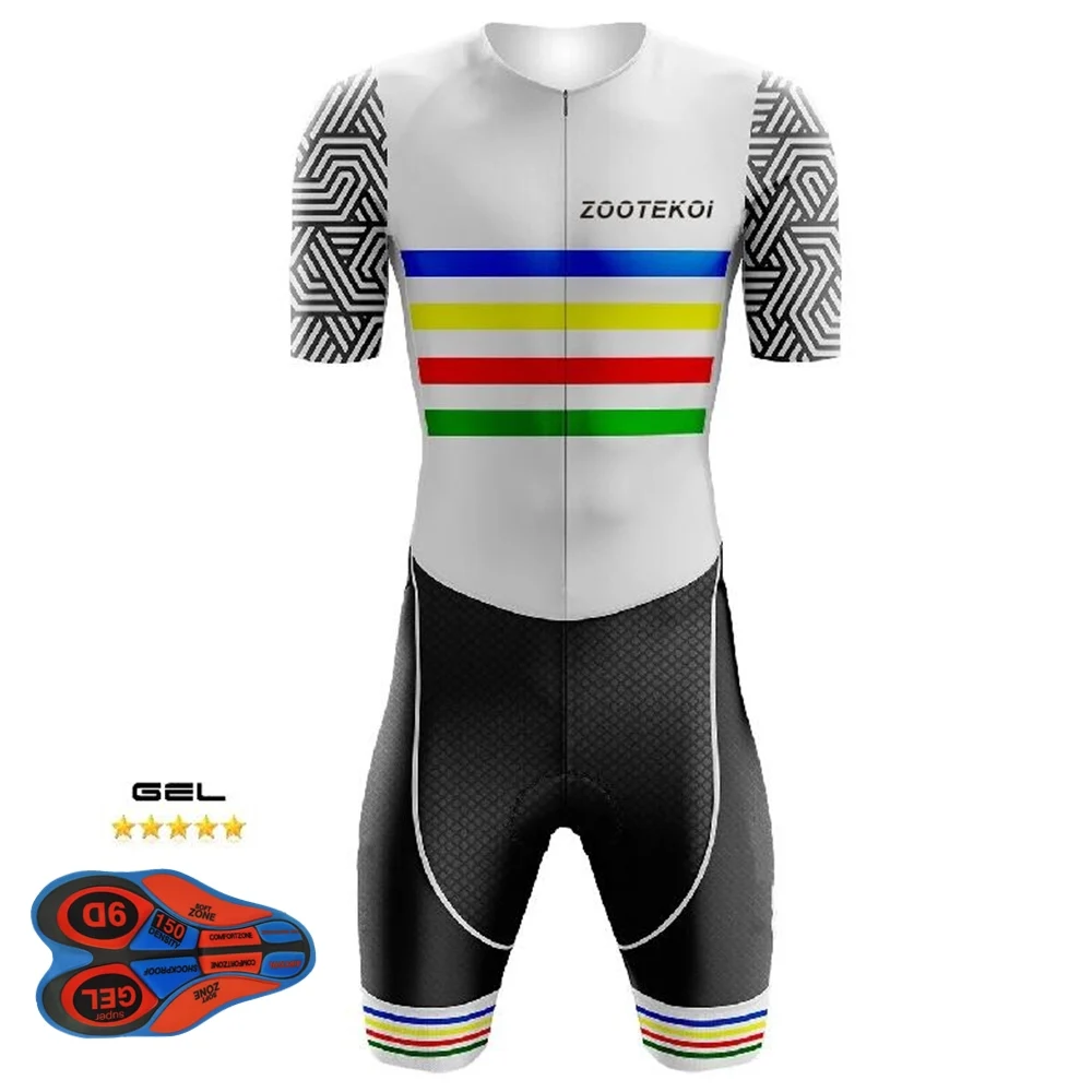 

ZOOTEKOI 2020 Men's Cycling Skinsuit Triathlon Speedsuit Trisuit Short Sleeve Speedsuit Maillot Ciclismo Running Clothing #01