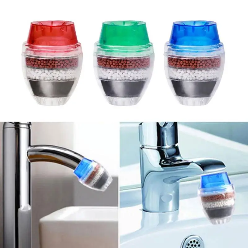 

1pc Activated Carbon Round Faucet Water Tap Filter Clean Purifier Filtration for Home Household Kitchen Random Color