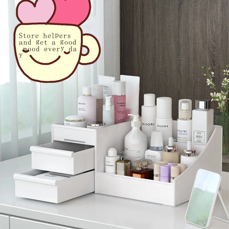 

2020 Cosmetics makeup storage box large capacity stationery storage box sundries storage desktop jewelry makeup drawer box