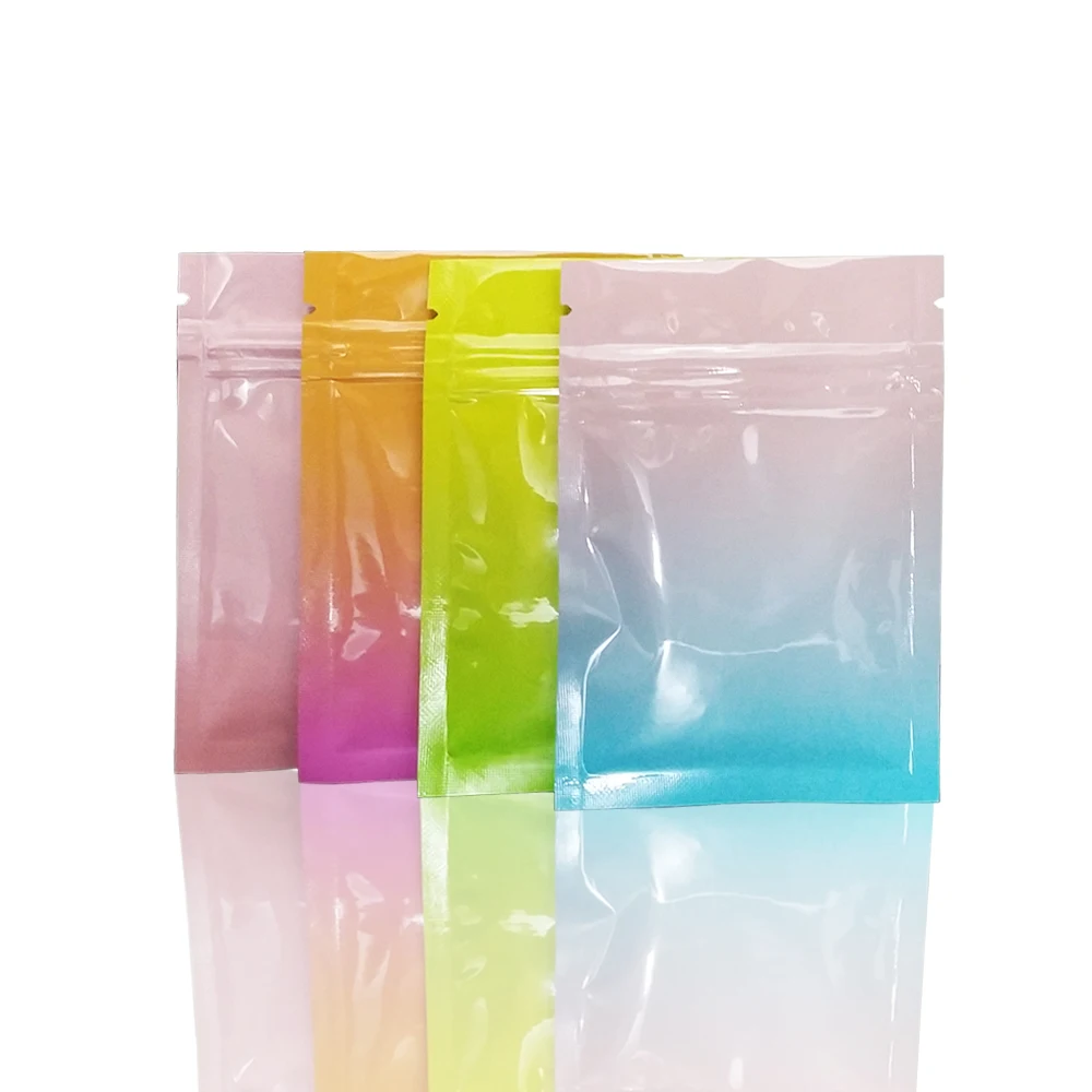 

50pcs/lot Glossy zip lock aluminum foil package bags flat self seal mylar ziplock bag for sample food powder coffee storage